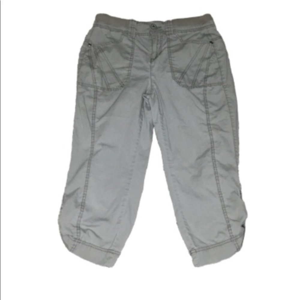 Natural Reflection Khaki Lightweight High Waist Cropped Casual Capris 4